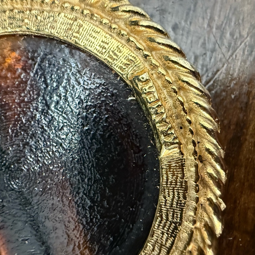 Vintage Kramer Translucent Brown Tones Resin Gold Brooch - Picture 5 of 6